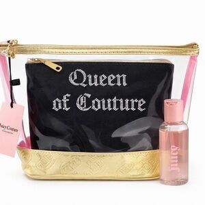 Juicy Couture “Queen Of Couture” 3pc travel cosmetic bag set NWT